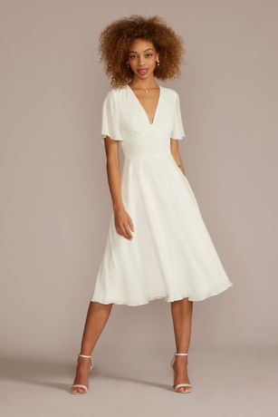 A Line white Dress with sleeves